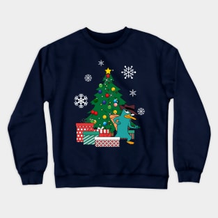 Perry The Platypus Around The Christmas Tree Crewneck Sweatshirt